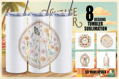 Tumbler Retro Nature Discovery Watercolor Sublimation artnoy 