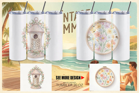 Tumbler Retro Nature Discovery Watercolor Sublimation artnoy 