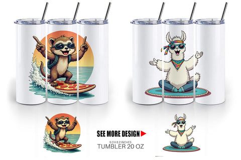 Tumbler Retro Quirky Critters Sublimation artnoy 