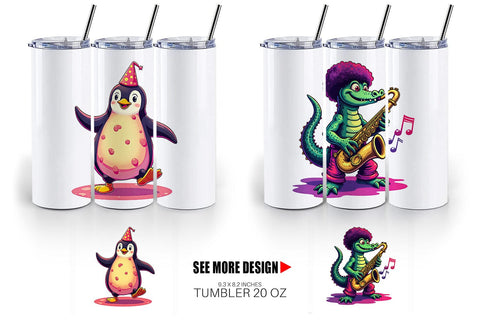Tumbler Retro Quirky Critters Sublimation artnoy 