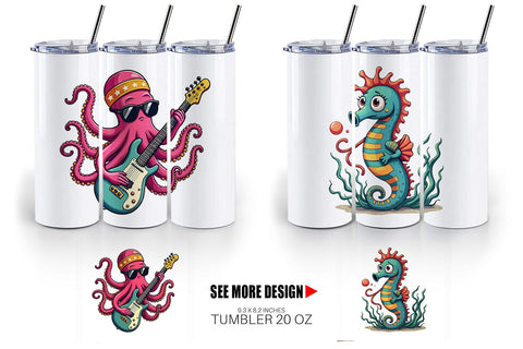 Tumbler Retro Sea Critters Sublimation artnoy 