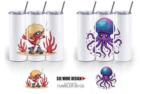 Tumbler Retro Sea Critters Sublimation artnoy 