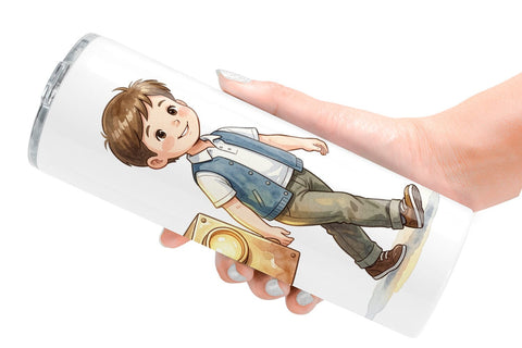 Tumbler Retro Space Kid School Watercolor Sublimation artnoy 