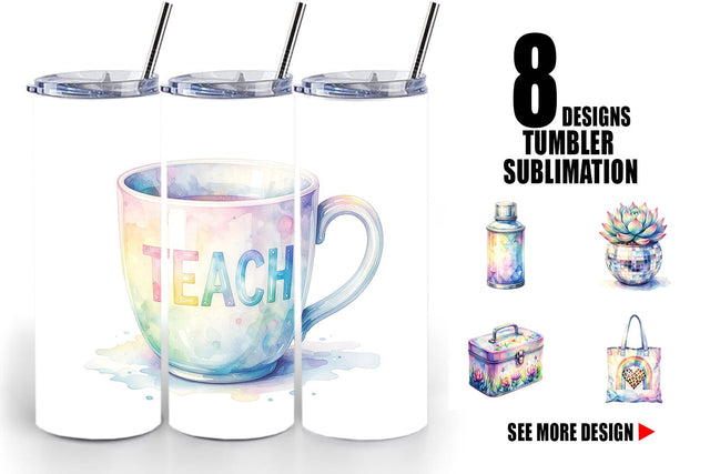 Tumbler Retro Teacher Design Sublimation artnoy 
