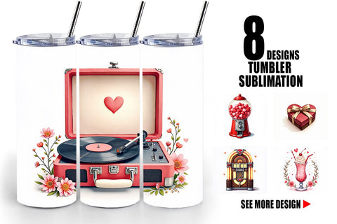 Tumbler Retro Valentine's Sweetheart Cafe Sublimation artnoy 