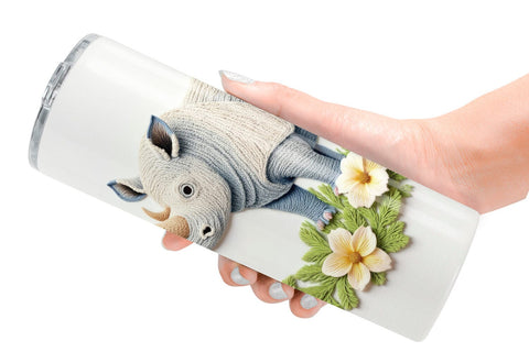 Tumbler Rhino Embroidery Sublimation artnoy 