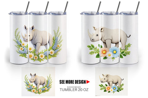 Tumbler Rhino Embroidery Sublimation artnoy 