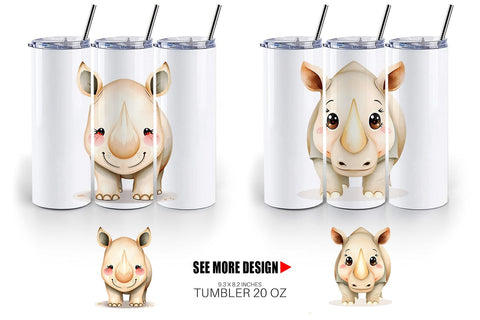 Tumbler Rhinoceros Wildlife Sublimation artnoy 