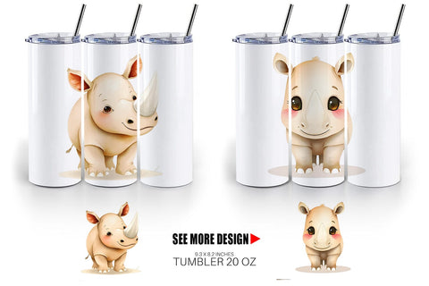 Tumbler Rhinoceros Wildlife Sublimation artnoy 