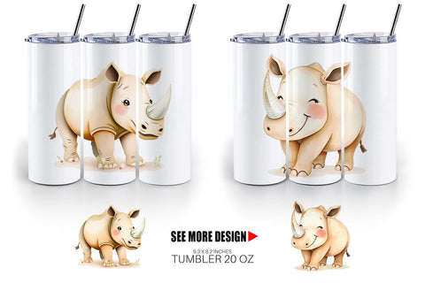 Tumbler Rhinoceros Wildlife Sublimation artnoy 