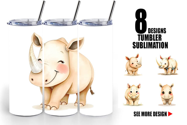 Tumbler Rhinoceros Wildlife Sublimation artnoy 
