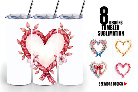 Tumbler Ribbon Heart Wreaths Sublimation artnoy 