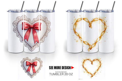 Tumbler Ribbon Heart Wreaths Sublimation artnoy 