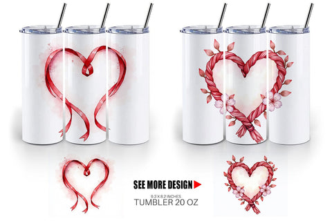 Tumbler Ribbon Heart Wreaths Sublimation artnoy 