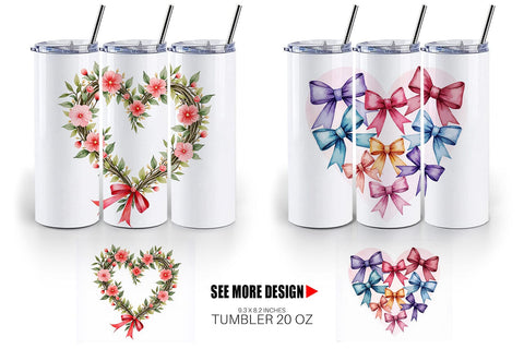 Tumbler Ribbon Heart Wreaths Sublimation artnoy 