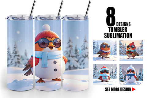 Tumbler Robin Bird Christmas Sublimation artnoy 