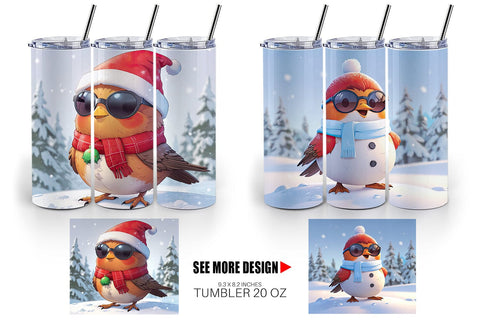 Tumbler Robin Bird Christmas Sublimation artnoy 