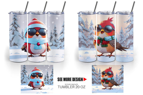 Tumbler Robin Bird Christmas Sublimation artnoy 