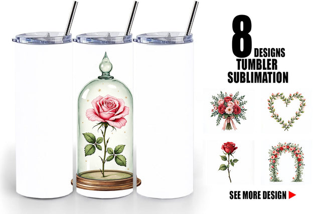 Tumbler Romantic Blooms Vintage Floral Valentine Sublimation artnoy 