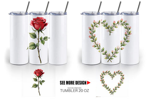 Tumbler Romantic Blooms Vintage Floral Valentine Sublimation artnoy 