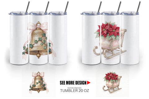 Tumbler Romantic Victorian Holiday Watercolor Sublimation artnoy 