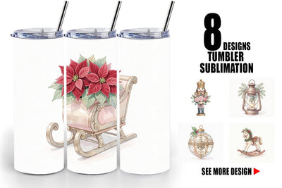 Tumbler Romantic Victorian Holiday Watercolor Sublimation artnoy 