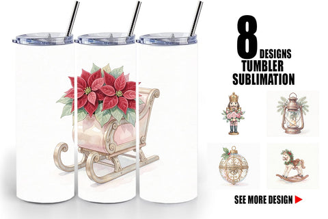 Tumbler Romantic Victorian Holiday Watercolor Sublimation artnoy 