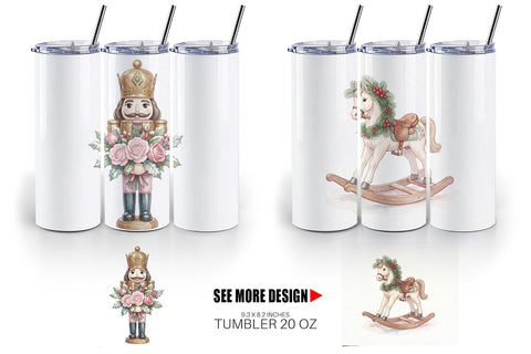Tumbler Romantic Victorian Holiday Watercolor Sublimation artnoy 