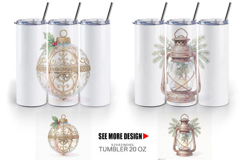 Tumbler Romantic Victorian Holiday Watercolor Sublimation artnoy 