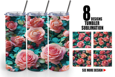 Tumbler Rose Flower Pattern Sublimation artnoy 