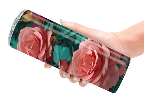 Tumbler Rose Flower Pattern Sublimation artnoy 