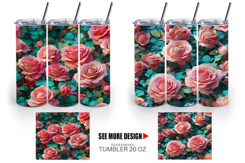 Tumbler Rose Flower Pattern Sublimation artnoy 