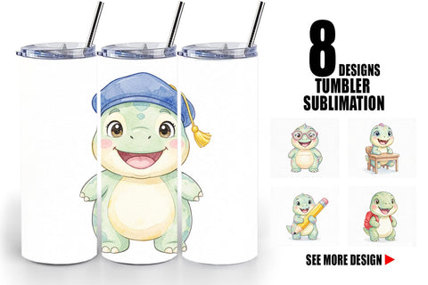 Tumbler Round Storybook School Dino Sublimation artnoy 