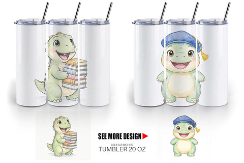 Tumbler Round Storybook School Dino Sublimation artnoy 