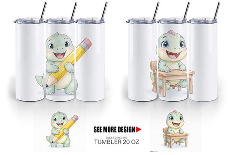 Tumbler Round Storybook School Dino Sublimation artnoy 