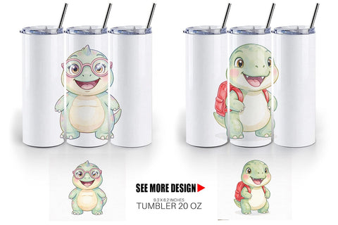Tumbler Round Storybook School Dino Sublimation artnoy 