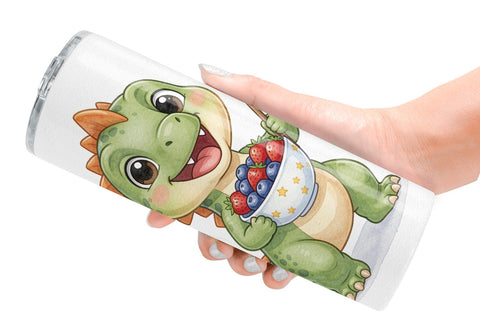 Tumbler Round Summer Treats Dino Watercolor Sublimation artnoy 