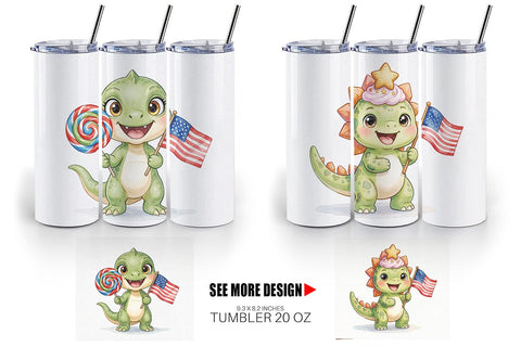 Tumbler Round Summer Treats Dino Watercolor Sublimation artnoy 