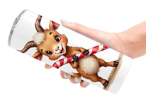 Tumbler Rustic Farmhouse Christmas Animals Watercolor Sublimation artnoy 