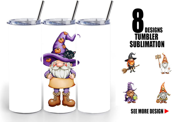 Tumbler Rustic Halloween Gnomes Sublimation artnoy 
