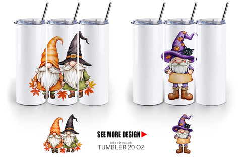 Tumbler Rustic Halloween Gnomes Sublimation artnoy 