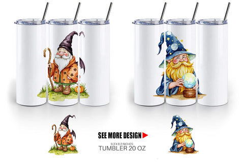 Tumbler Rustic Halloween Gnomes Sublimation artnoy 