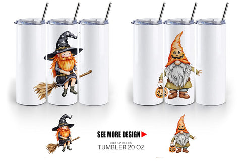 Tumbler Rustic Halloween Gnomes Sublimation artnoy 