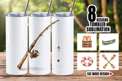 Tumbler Rustic Lake Adventure Watercolor Sublimation artnoy 