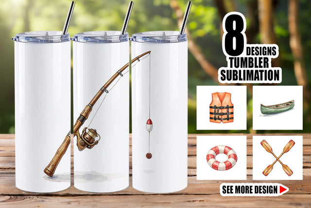 Tumbler Rustic Lake Adventure Watercolor Sublimation artnoy 