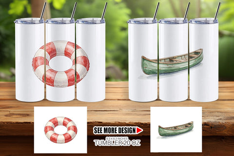 Tumbler Rustic Lake Adventure Watercolor Sublimation artnoy 