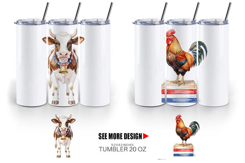 Tumbler Rustic Patriotic Farm Animals Sublimation artnoy 