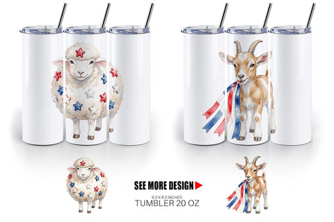 Tumbler Rustic Patriotic Farm Animals Sublimation artnoy 