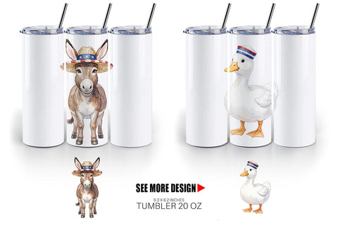 Tumbler Rustic Patriotic Farm Animals Sublimation artnoy 
