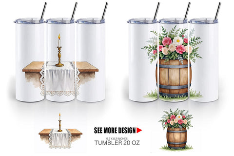 Tumbler Rustic Romance Wedding Decor Elements Sublimation artnoy 